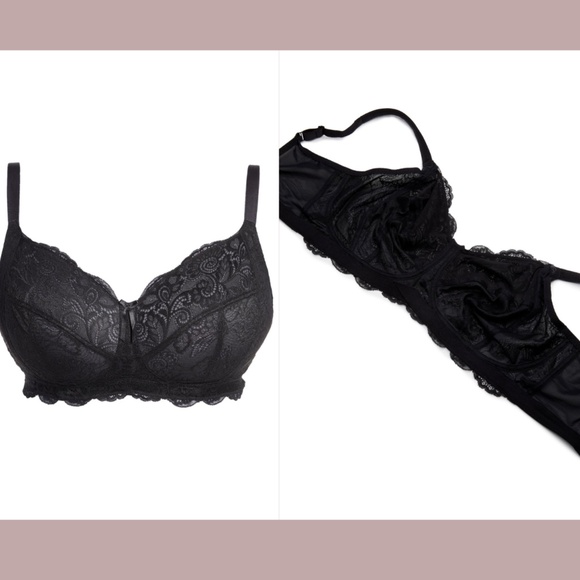 NWT PANACHE [ 32DD US ] Andorra Wireless Lace‎ Bra Bralette in Black - Picture 3 of 12
